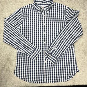 Brooks Brothers Men's Button front Long sleeve blue and white check shirt size X
